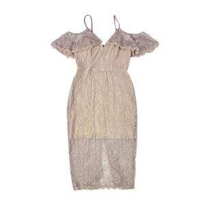 ABS - Open Shoulder Lace Dress in Lilac